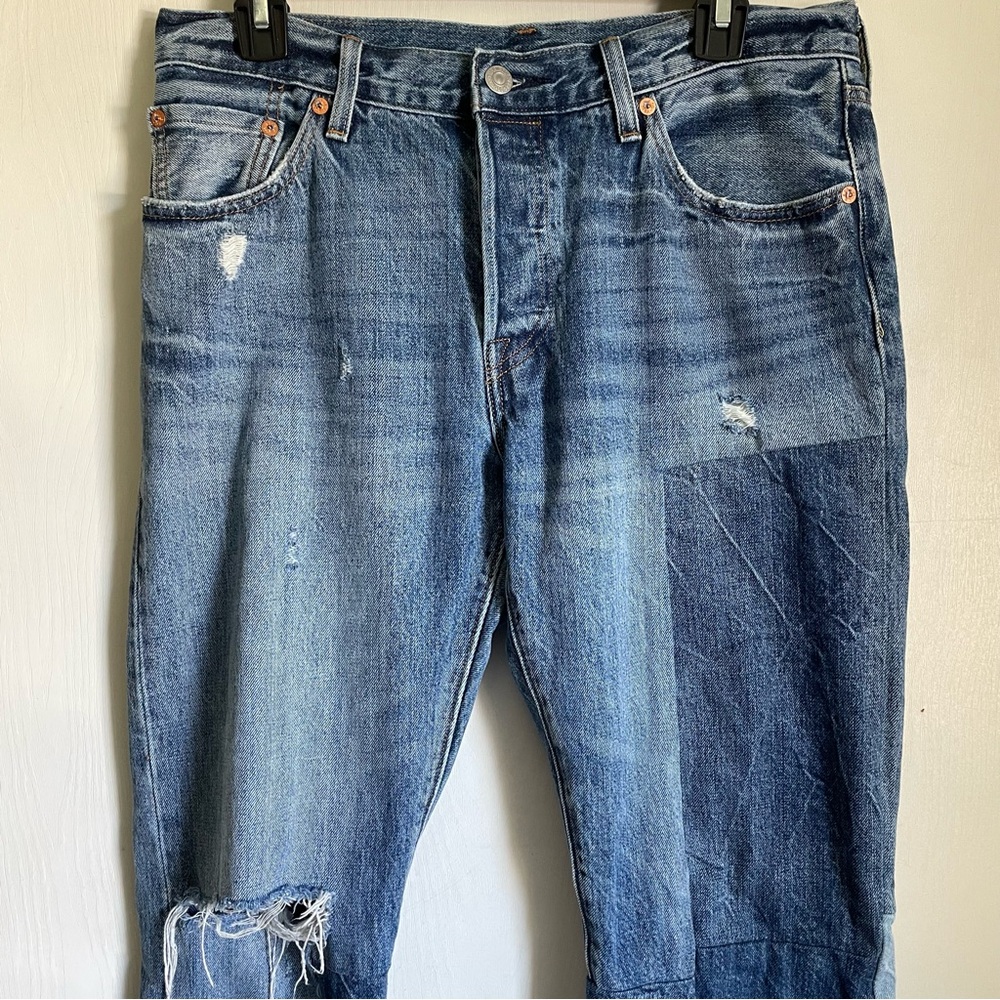 Levis 501 Patchwork Raw Hem Jeans - image 3